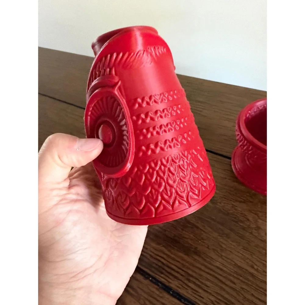 Owl Fairy Lamp Red 3D Printed Viking Fairy Lamp Style Textured